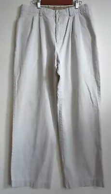 J Crew Mens Relaxed Fit Cotton Chino Pants  32X30 (28) Off White Pleated Front  • $19.99