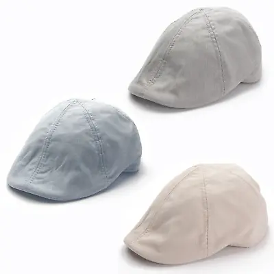 Mens Flat Cap Cotton Preformed Peak Duckbill Summer Cap Three Colours  • £6.99