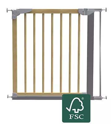 BabyDan DesignerGate Pressure Safety Gate Silver/Nature 1 Extension 75.4-82.6cm • £34.95