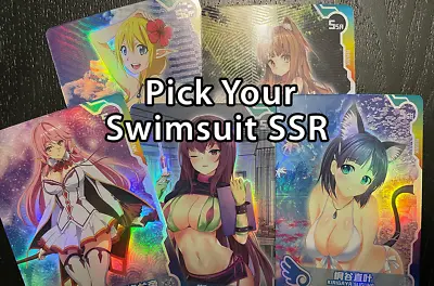 **NEW STOCK** Goddess Story Purple Swimsuit Box (Pick Your SSR) Waifu Foil Cards • $2