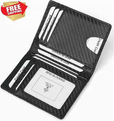 Minimalist Front Pocket Wallet - RFID Blocking Genuine Leather Slim Bifold Walle • $13.27