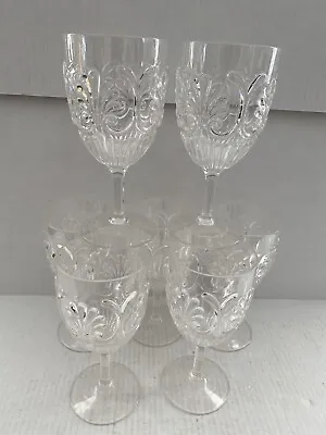 $62 • Buy Set Of 7 Le Cadeaux Clear Fleur  Polycarbonate Plastic Footed Goblets Wine Glass