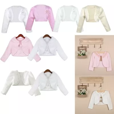 Baby Girls Bolero Shrug Jacket Cardigan Wedding Party Flower Girl Dress Tops • £18.91