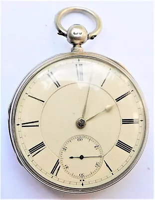 NO RESERVE BIG HM 1870 Silver Fusee Pocket Watch Vintage Antique • $97.42