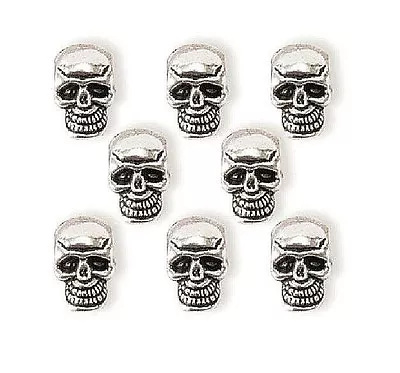 24 Steampunk Skull Bead Antique Silver Finish 7mm - JEWELRY CRAFT FINDINGS  • $7.99