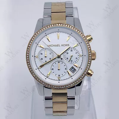 Michael Kors MK6474 Ritz Two Tone Stainless Steel Chronograph Women's Watch • $115