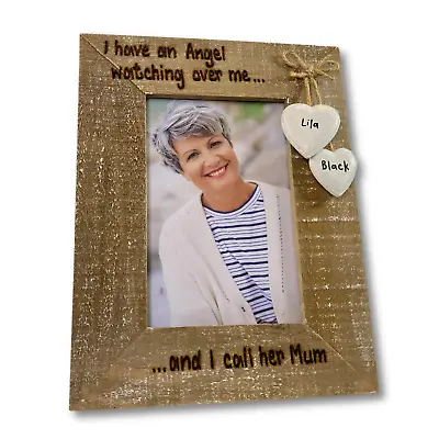 Angel Watching Over Me | Mum Dad Nan | Personalised Driftwood Photo  Frame  Loss • £14.39