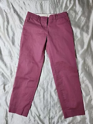 Women's J.Crew Dark Mauve Cotton Stretch Tapered Leg Cropped Chino Pants Size 2 • $10