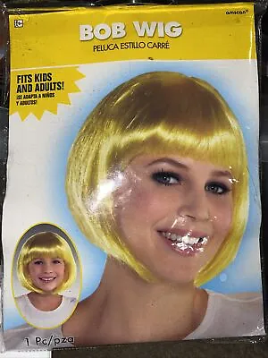 Yellow BOB WIG Costume Adult /Child Wig Bangs Short Hair Punk 80s Halloween • $7