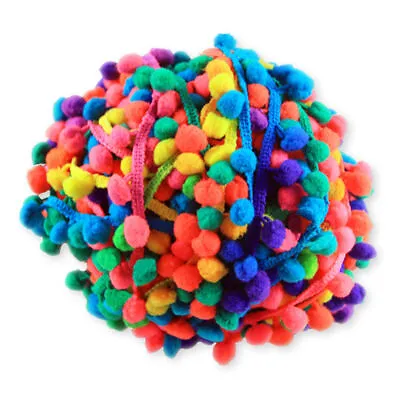 Colourful 1M 5mm Tassel Rainbow Pom Pom Bobble Trim Braid Fringe Ribbon CraftCol • £2.69
