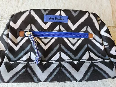 Vera Bradley Lotus Chevron Black & Gray Travel Bag Cosmetics Toiletries Mint! • $15.95