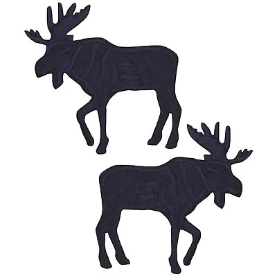 Black Moose Applique Patch Set - Animal Silhouette Badge 2.25  (2-Pack Iron On) • $3.99