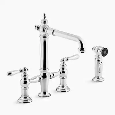 Kohler 76519-4-SN - Artifacts Kitchen Sink Bridge Faucet W/Side-Sprayer Pol Nick • $654