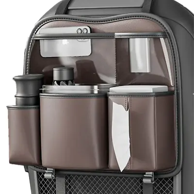 PU Leather Car Seat Back Organizer Storage Bag Cup Tissue Holder Hanging Goods • $33.20