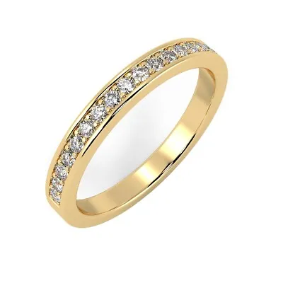 Clearance 1.6mm 0.15 Ct Round Diamond Half Eternity Ring Hallmarked Yellow Gold • £179