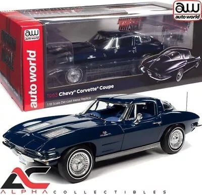 Autoworld Amm1325 1:18 1963 Chevrolet Corvette Sting Ray (daytona Blue) • $99.99