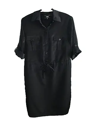 Mossimo Women’s Black 3/4 Roll Tab Sleeve Self Tie Shirt Dress Size XS X-Small • $16