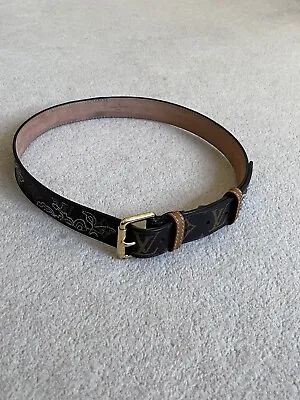 Louis Vuitton Monogram Leather  Belt Gold Hardware  Sz 80/32 CA0017 • £149