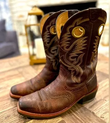 Ariat Heritage Roughstock Brown Leather Western Boots Men's Size 12EE • $78