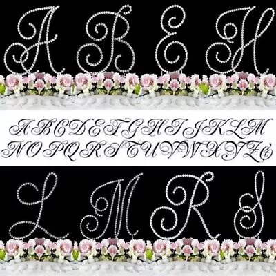 Monogram Cake Toppers Bling Cake Topper Real Crystals Silver A-Z Any Letter • $13.50