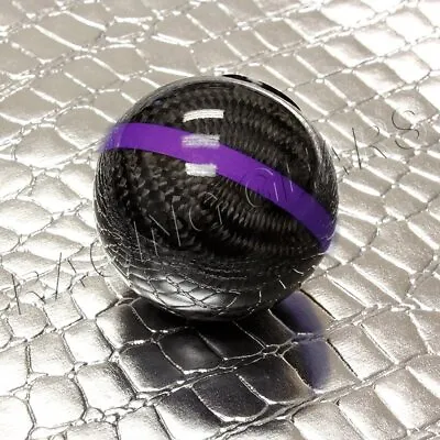 Real Carbon Fiber Ball Manual Gear Shift Shifter Knob W/purple Stripe Universal • $23.95