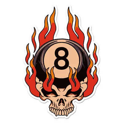 Flames 8 Ball Pool Skull Vinyl Decal Sticker - Ebn11117 • $5.07