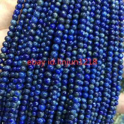 Natural 4mm Blue Lapis Lazuli Gemstone Round Loose Beads 15'' • $3.99