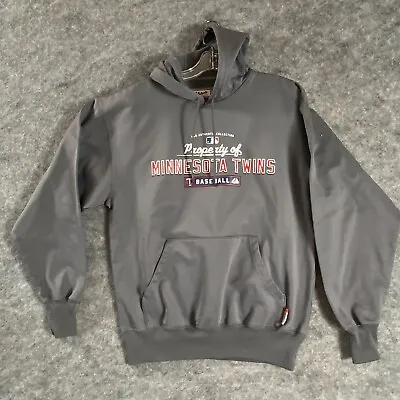 MN Twins Majestic Therma Base Hoodie Size Men’s M Baseball MLB Gray • $37.92