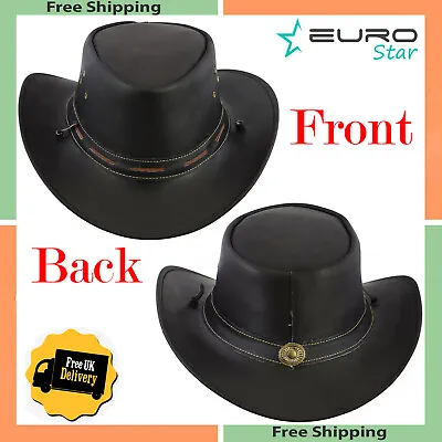 £15.99 • Buy Leather Hats Cowboys Western Style Bush Hats Top Quality