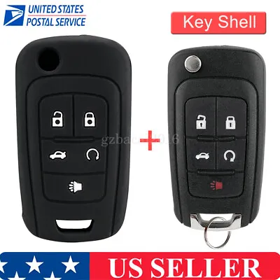 Silicone Flip Key Cover Case Remote Fob 5 Buttons For Chevrolet Cruze Buick GM • $10.99