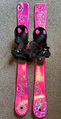 Lucky Bums Kids Beginner Snow Skis Pink 27.5  Adjustable Toddler Boot Size 4-7 • $22.99