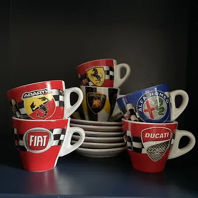 Vtg MCM Lorenzo Espresso Cup And Saucers Set Of 6 Italian F1 🏁Scuderia • $98.50