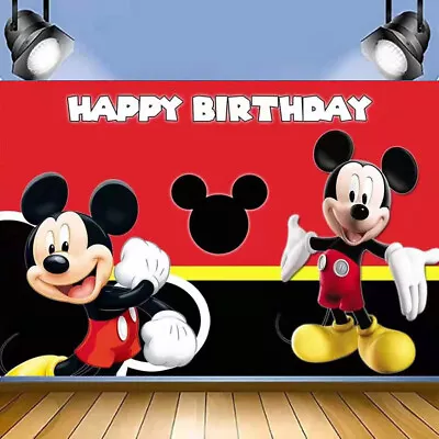 Mickey Mouse Baby Shower Happy Birthday Backdrop Photograph Background Party • $20.15