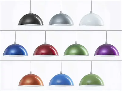 Retro Round Domed Metal Ceiling Pendant Light Shade Lampshade Easy Fit Cafe Bar • £13.89