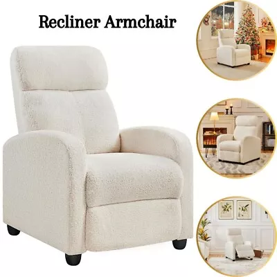 Fabric Recliner Chair Sofa Modern Adjustable Reclining Armchair For Home Theater • £133.97