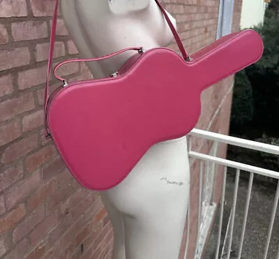 MOSCHINO Bag Limited Edition Vintage Violin Guitar Case Handbag Pink Leather 90s • $1601.68