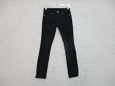 VIP Jeans 1 Womens Juniors Size Black Denim Skinny Stretch Distressed Dark Wash • $10.33