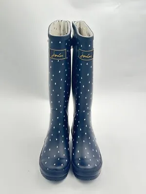 Joules Womens Wellington Boots Navy Raindrop - Size 5 • $39.95