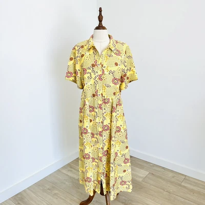 $129.95 • Buy Rebecca Vallance Womens Midi Shirt Dress Linen Floral Size 14