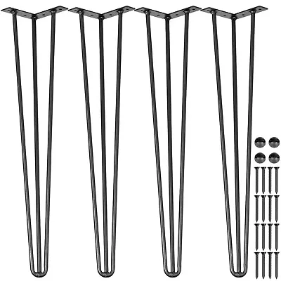 VEVOR 4X Hairpin Legs 3 Rod 18  Furniture Coffee Table Metal Legs DIY 45cm Black • $25.99