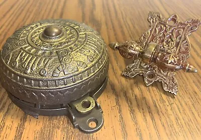 Victorian Eastlake Bronze Mechanical Doorbell & Antique Lever Pull Door Bell • $185