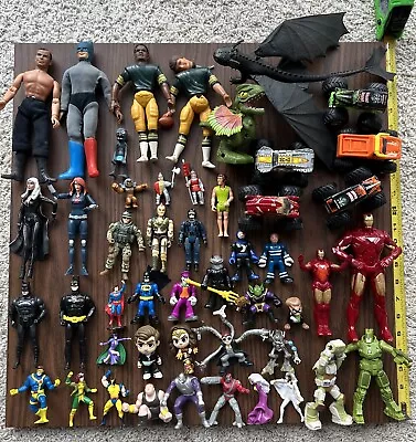 Huge Action Figures Lot Monster Trucks Marvel DC  Super Hero Mego Toy Box • $14.50