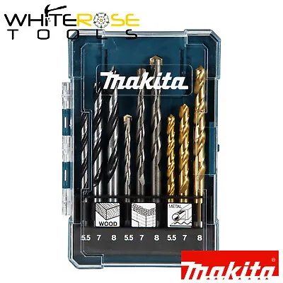 Makita Drill Bit Set Metal Wood Masonry Bits In Case 9pc Timber Steel D-71978 • £10.85