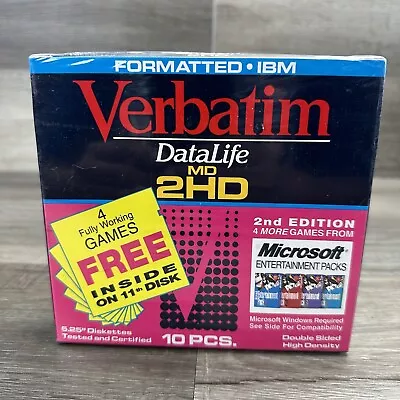 10-Pack Verbatim DataLife High Density 5.25” (5 1/4”) Floppy Disks For IBM PCs • $30.23