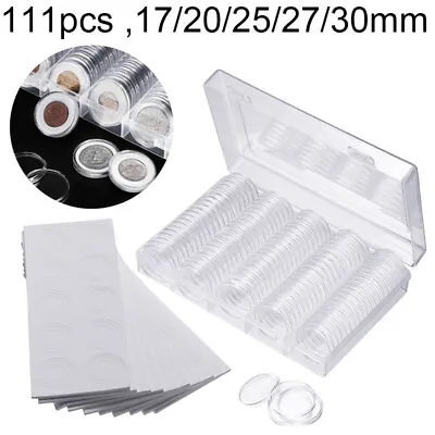100Pcs Coin Cases Capsules Holder Plastic Clear Round Big Storage Box 30mm New • £9.99