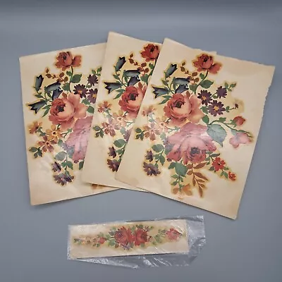 Vintage Meyercord Decals Lot Floral Pink Rose Bouquet Flowers 1/sheet 1940s (4) • $27.99