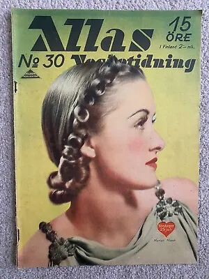 Allas Veckotidning 25th July 1937 Marian Marsh / Zarah Leanders / Willy Birgel • $4.34