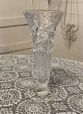 Vintage Etched Crystal Clear Glass Vase Bud Vase • $16