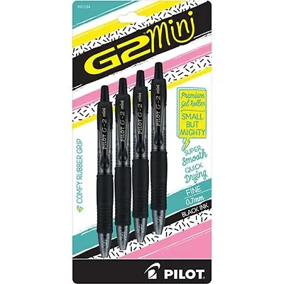 Pilot G2 Mini Retr. Gel Rolling Ball Pen 0.7mm Fine 4/Pk BLK Office School Home • $8.95