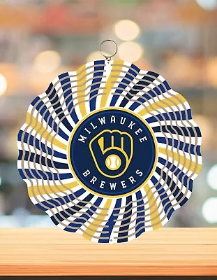 Handmade Milwaukee Brewers Inspired 8inch Round 3D Wind Spinner • $15